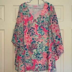 Lilly Pulitzer Miri Silk Caftan *Gypsea* tiki pink rare sundress